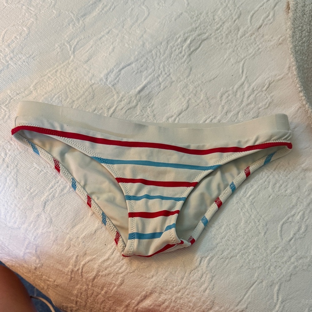 SOLID & STRIPED Red and Blue Striped Bikini Bottom